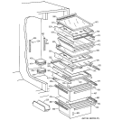 SHELVES & DRAWERS Diagram and Parts List for TFCW27FRBWH  General Electric Refrigerator