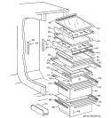 SHELVES & DRAWERS Diagram and Parts List for TFCW27RRAWH  General Electric Refrigerator