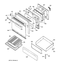 DOOR & DRAWER PARTS Diagram and Parts List for JGBP40WEC1WW  General Electric Range