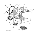 FRONT PANEL & DOOR Diagram and Parts List for DCSR483GA1WW  General Electric Dryer