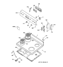 CONTROLS PANEL & COOKTOP Diagram and Parts List for JBP19BC1WH  General Electric Range