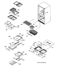 SHELVING ASSEMBLIES Diagram and Parts List for TCX22PACAAA  General Electric Refrigerator