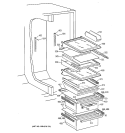 FRESH FOOD SHELVES Diagram and Parts List for TFS22ZPDABS  General Electric Refrigerator