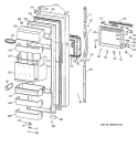 FRESH FOOD DOOR Diagram and Parts List for TFK28ZFBHAA  General Electric Refrigerator