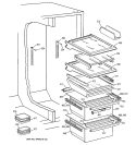 FRESH FOOD SHELVES Diagram and Parts List for TFK28ZFBHAA  General Electric Refrigerator