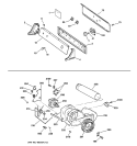 BACKSPLASH, BLOWER & DRIVE ASSEMBLY Diagram and Parts List for DBXR453GV3WW  General Electric Dryer