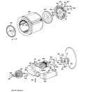 DRUM, HEATER ASSEMBLY, BLOWER & DRIVE ASSEMBLY Diagram and Parts List for CADE165SWH  General Electric Dryer