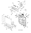 ESCUTCHEON & DOOR ASSEMBLY Diagram and Parts List for GSD3855F00CC  General Electric Dishwasher