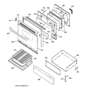 DOOR & DRAWER PARTS Diagram and Parts List for JGBP35WEA5WW  General Electric Range