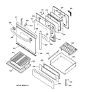 DOOR & DRAWER PARTS Diagram and Parts List for JGBP79AEB2AA  General Electric Range