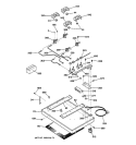 BURNER PARTS Diagram and Parts List for JGP932CEC1CC  General Electric Cooktop