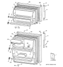 DOORS Diagram and Parts List for GTG15FBMCRWW  General Electric Refrigerator