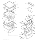 FRESH FOOD SHELVES Diagram and Parts List for PSC23SGMABS  General Electric Refrigerator