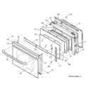 DOOR Diagram and Parts List for JTP45BA4BB  General Electric Wall Oven