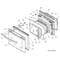 Part Location Diagram of WB55T10075 GE FRAME OVEN Door Assembly