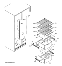 FRESH FOOD SHELVES Diagram and Parts List for RSG20DDMBFWW  General Electric Refrigerator