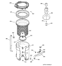 TUB, BASKET & AGITATOR Diagram and Parts List for EWA3000B0WW  General Electric Washer