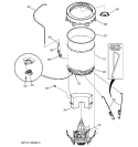 OUTER TUB & PRESSURE TUBE Diagram and Parts List for WDSS4120A0WW  General Electric Washer