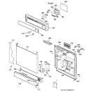 ESCUTCHEON & DOOR ASSEMBLY Diagram and Parts List for HDA2000F04BB  Hotpoint Dishwasher