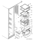 FRESH FOOD SHELVES Diagram and Parts List for PSS25MGMBCC  General Electric Refrigerator
