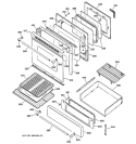 DOOR & DRAWER PARTS Diagram and Parts List for JGBP90MEB3BC  General Electric Range