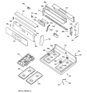 CONTROL PANEL & COOKTOP Diagram and Parts List for JGBP86BEB3BB  General Electric Range
