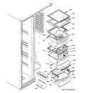 FRESH FOOD SHELVES Diagram and Parts List for RSK25LCMACCC  General Electric Refrigerator