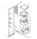 FRESH FOOD SHELVES Diagram and Parts List for GCG21IEMAFBB  General Electric Refrigerator