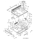 CONTROL PANEL & COOKTOP Diagram and Parts List for JGSP44BEY2BB  General Electric Range