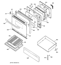 DOOR & DRAWER PARTS Diagram and Parts List for JGBP35WEA7WW  General Electric Range
