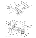 BACKSPLASH, BLOWER & DRIVE ASSEMBLY Diagram and Parts List for DHSR333GA0WB  General Electric Dryer