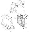 ESCUTCHEON & DOOR ASSEMBLY Diagram and Parts List for GSD4500G00WW  General Electric Dishwasher