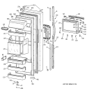 FRESH FOOD DOOR Diagram and Parts List for TFK28PFDAAA  General Electric Refrigerator