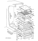 FRESH FOOD SHELVES Diagram and Parts List for TFX28PBDBCC  General Electric Refrigerator