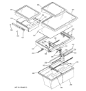FRESH FOOD SHELVES Diagram and Parts List for GTS22ZCMBRWW  General Electric Refrigerator