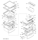 FRESH FOOD SHELVES Diagram and Parts List for PSI23SGMCFBS  General Electric Refrigerator