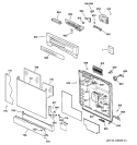 ESCUTCHEON & DOOR ASSEMBLY Diagram and Parts List for GSD5300G00CC  General Electric Dishwasher