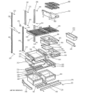 SHELVES Diagram and Parts List for PTI22MBMALBB  General Electric Refrigerator