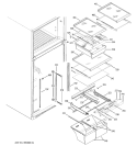 FRESH FOOD SHELVES Diagram and Parts List for GTS19ZCMBRBB  General Electric Refrigerator