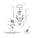 SUSPENSION, PUMP & DRIVE COMPONENTS Diagram and Parts List for WJSR1070A1CC  General Electric Washer