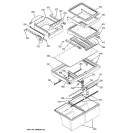 FRESH FOOD SHELVES Diagram and Parts List for PTS25LBMARBB  General Electric Refrigerator