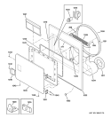 FRONT PANEL & DOOR Diagram and Parts List for DCL333GA1WW  General Electric Dryer