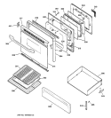 DOOR & DRAWER PARTS Diagram and Parts List for JGBP35WEA8WW  General Electric Range
