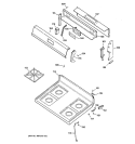 CONTROL PANEL & COOKTOP Diagram and Parts List for JGBS17PEA5WH  General Electric Range