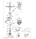 BRAKE, CLUTCH, GEARCASE, MOTOR & PUMP PARTS Diagram and Parts List for WSKP2060W1WH  General Electric Washer