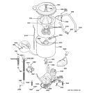 WASHER TUB, HOSES & MOTOR Diagram and Parts List for WSM2781WBWWW  General Electric Washer Dryer Combo