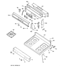CONTROL PANEL & COOKTOP Diagram and Parts List for JGBP24BEA3CT  General Electric Range