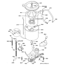 WASHER TUB, HOSES & MOTOR Diagram and Parts List for WSM2780WCWWW  General Electric Washer Dryer Combo