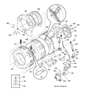 TUB & MOTOR Diagram and Parts List for WCCH404V0WW  General Electric Washer