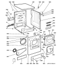 BACKSPLASH, CABINET & FRONT PANEL Diagram and Parts List for DSKS333EC0WH  General Electric Dryer